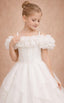 PEARL EMBELLISHED FLORAL BARDOT FLOWER GIRL DRESS – FIRST COMMUNION • WEDDING • SPECIAL OCCASION • JUNIOR BRIDAL DRESS 7 - 11 YEARS