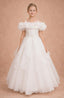 PEARL EMBELLISHED FLORAL BARDOT FLOWER GIRL DRESS – FIRST COMMUNION • WEDDING • SPECIAL OCCASION • JUNIOR BRIDAL DRESS 7 - 11 YEARS