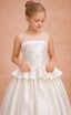 WHITE AND BABY BLUE PEARL EMBELLISHED PRINCESS FLOWER GIRL DRESS – ILLUSION NECKLINE • WEDDING • FIRST COMMUNION • SPECIAL OCCASION • JUNIOR BRIDAL DRESS 7 - 11 YEARS