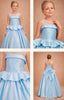 WHITE AND BABY BLUE PEARL EMBELLISHED PRINCESS FLOWER GIRL DRESS – ILLUSION NECKLINE • WEDDING • FIRST COMMUNION • SPECIAL OCCASION • JUNIOR BRIDAL DRESS 7 - 11 YEARS
