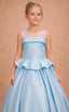 WHITE AND BABY BLUE PEARL EMBELLISHED PRINCESS FLOWER GIRL DRESS – ILLUSION NECKLINE • WEDDING • FIRST COMMUNION • SPECIAL OCCASION • JUNIOR BRIDAL DRESS 7 - 11 YEARS