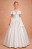 3D FLORAL APPLIQUÉ PEARL EMBELLISHED BARDOT FLOWER GIRL • FIRST COMMUNION • WEDDING • SPECIAL OCCASION PRINCESS DRESS 7 - 11 YEARS