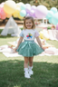 TUTU 3 PIECE PARTY SET WITH RUFFLED PARTY SOCKS COMBO- PINK BLACK MINT GREEN
