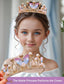 MULTICOLOR PRINCESS CROWN HAIR HOOP LUXURY GIRL ACCESSORY FOR BIRTHDAY WEDDING SPECIAL OCCASION DRESS DECOR