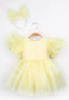 ORGANZA PUFFY ORGANZA BOW CROWN COMBINATION SPECIAL DAY PARTY DRESS