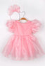 ORGANZA PUFFY ORGANZA BOW CROWN COMBINATION SPECIAL DAY PARTY DRESS