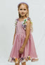 PINK DREAM DRESS WITH SATIN ORGANZA HAIR CROWN COMBINATION