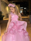 PINK LONG 3D FLORAL DETAILED GROWN WITH MATCHING HEADBAND BIRTHDAY SPECIAL OCCASION DRESS