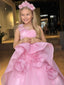 PINK LONG 3D FLORAL DETAILED GROWN WITH MATCHING HEADBAND BIRTHDAY SPECIAL OCCASION DRESS