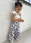 RUFFLED BOW DETAILED PATTERNED PANTS BLOUSE 2 PIECE SET