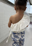 RUFFLED BOW DETAILED PATTERNED PANTS BLOUSE 2 PIECE SET