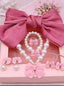 SET GIRLS NECKLACE BRACELET EARRING BOWKNOT AND RING GIFT BOX SET