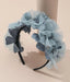 SHIMMERING LONG SILVER BLUE PRINCESS BIRTHDAY SPECIAL OCCASION DRESS WITH PETTICOAT AND FLORAL TIARA SET