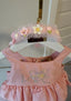 TUTU DRESS WITH LOVE THEMED EMBELLISHMENT AND FLORAL HEADBAND COMBINATION