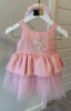 TUTU DRESS WITH LOVE THEMED EMBELLISHMENT AND FLORAL HEADBAND COMBINATION