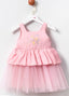 TUTU DRESS WITH LOVE THEMED EMBELLISHMENT AND FLORAL HEADBAND COMBINATION
