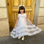 WEDDING SPECIAL OCCASION DRESS WITH LONG FLORAL DETAILED TULLE VEIL AND MATCHING HAIR CROWN