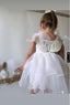 WHITE ANGEL WING PEARL BUTTON TIERED 3D TULLE LACE BIRTHDAY CHRISTENINGS AND WEDDINGS SPECIAL OCCASION ANGEL DRESS