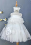 3D ROSE DETAILED WHITE DREAM BIRTHDAY WEDDING SPECIAL OCCASIONS DRESS