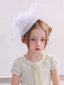 WHITE SPECIAL OCCASION DRESS WITH 3D BUTTERFLY WAISTBAND ACCESSORY AND MATCHING HAT PERFECT FOR WEDDINGS CHRISTENINGS BIRTHDAYS